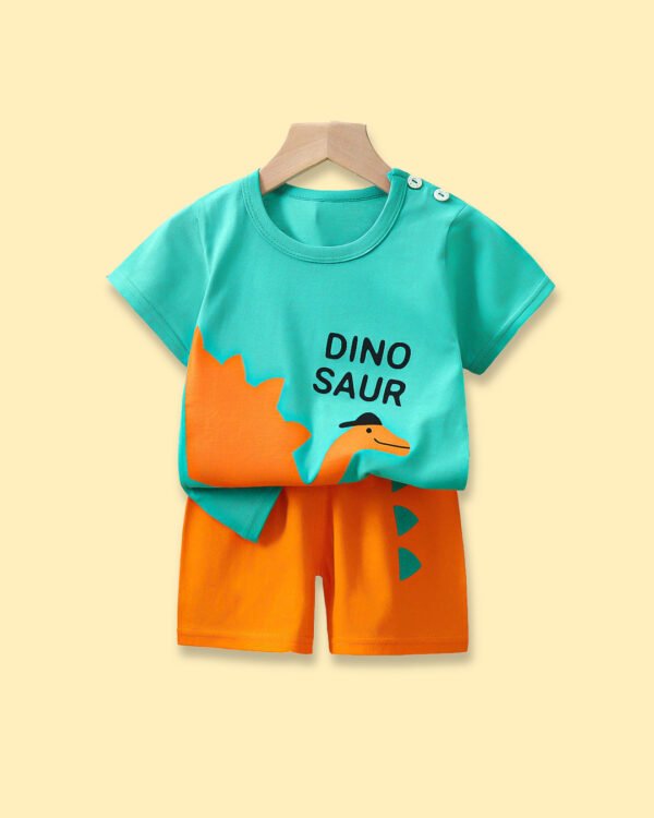 Dinosaur Printed Kids Short Sleeve Summer T-Shirt Set